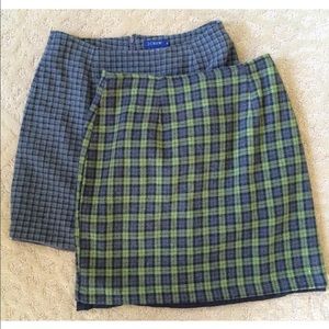 J.CREW 2 Skirt BUNDLE Cute Wool Herringbone Sz 10